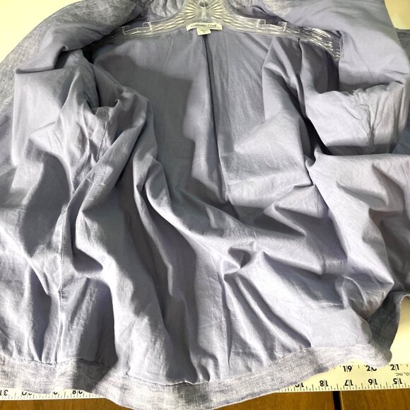 Coldwater Creek Womens Blue Linen Embroidered Jacket M Floral Design Long Sleeve - Picture 7 of 10